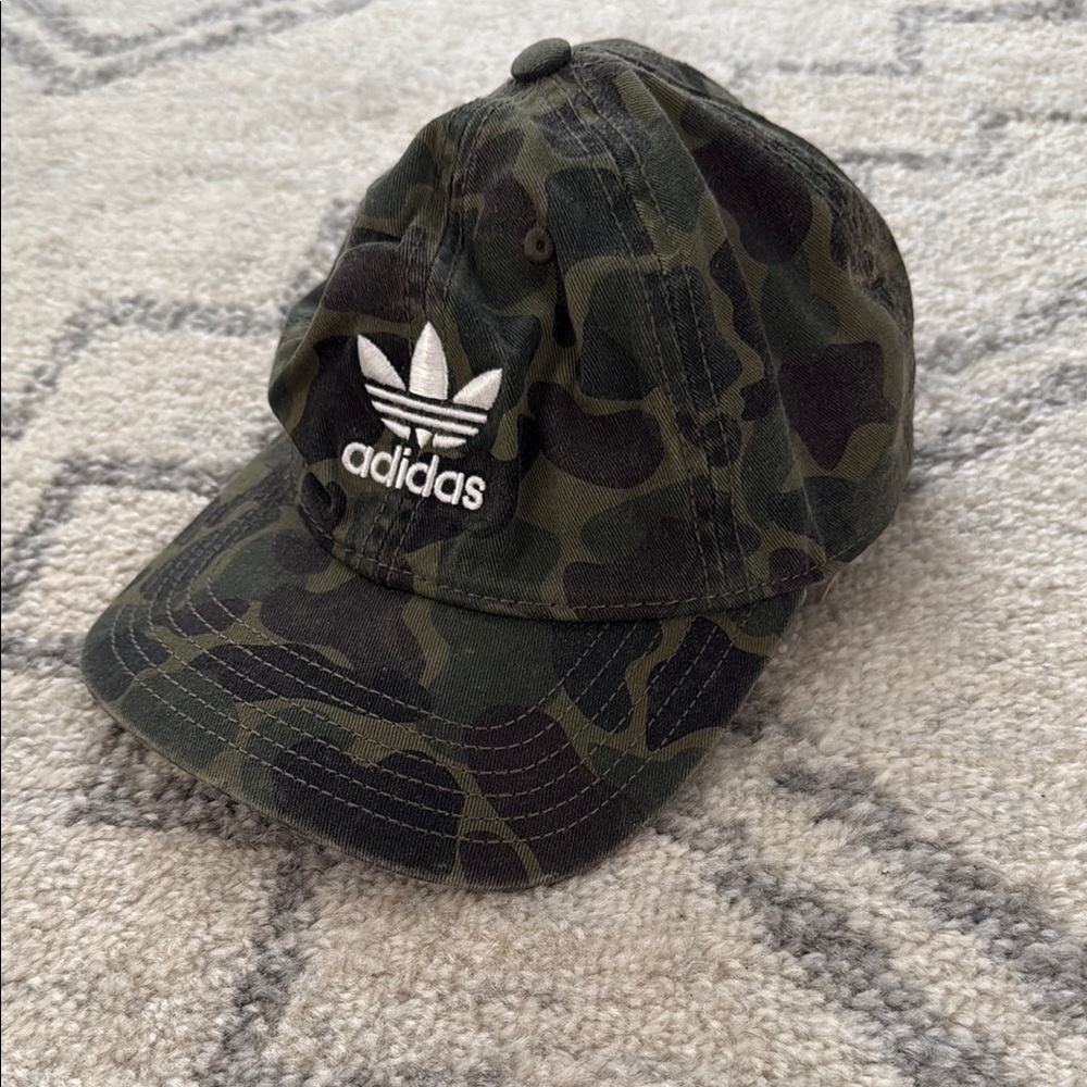 Adidas Green Camo Hat with Trefoil Logo